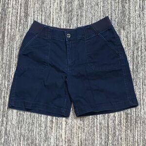 Lee Easy Fit Women’s Medium 10 Flat Front Blue Mom Shorts Casual Comfort